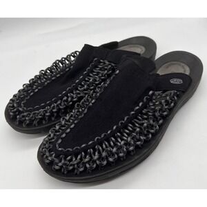 Keen Uneek Slide Slip On Mule Sandals Black Suede Rope Cord Men's Size 12